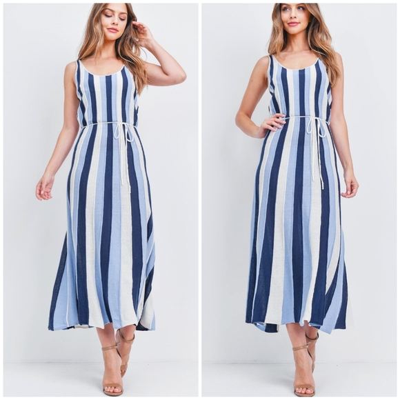 FEW LEFT❗️VERY J Vintage Chic Blue Knitted Midi Dress - Picture 8 of 8